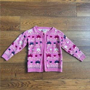 Vintage 90s Carters Pink Heart Flowers Cardigan 4T